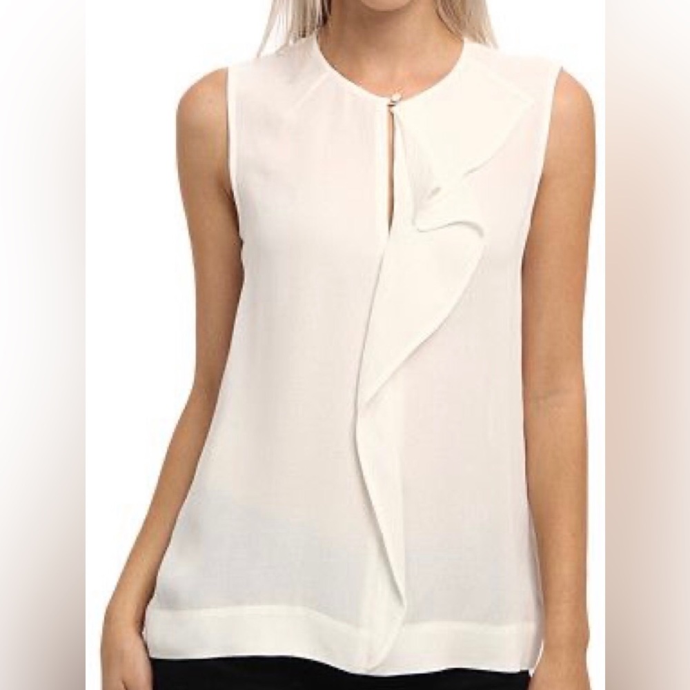 Kate Spade Edison  sleeves  cream top front ruffle